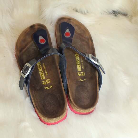 Birkenstock Blue Brown Sandals made in Germany Size 41 /10 - Picture 3 of 8